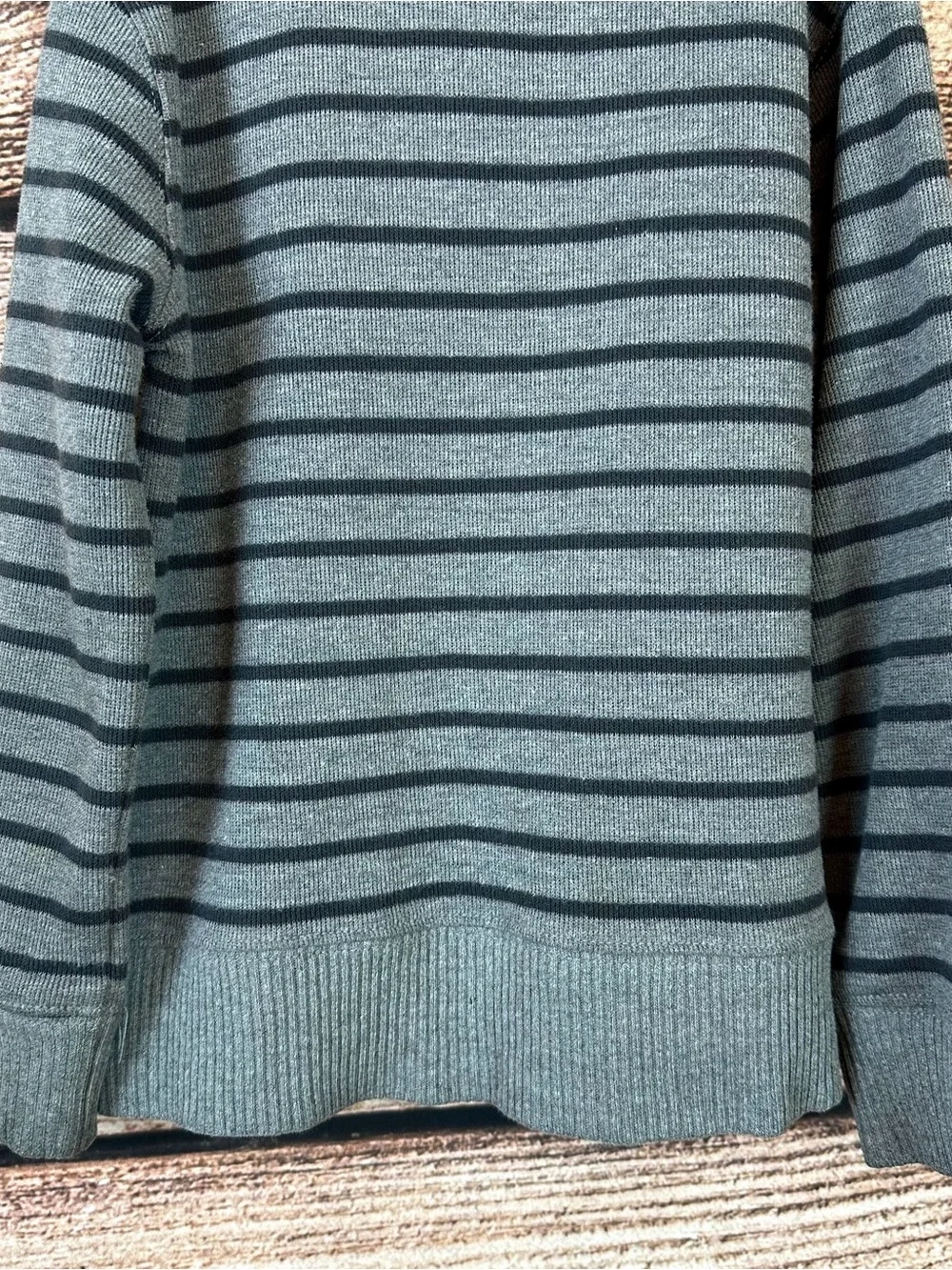 Cherokee Little Boys Cotton Gray Striped Buttons Front Knit Sweater